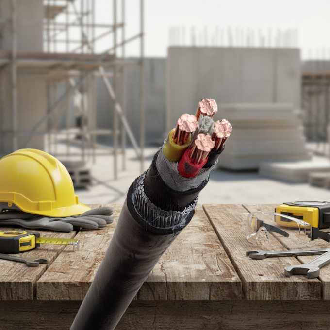 SWA Armored Copper Cable 4x6mm² technical diagram and construction details