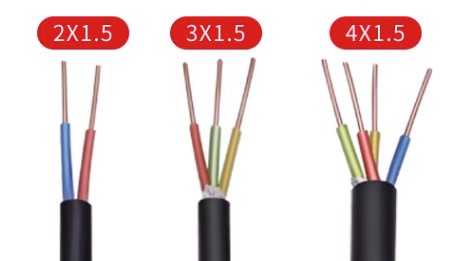 VGV Copper Cable 3×1.5mm² roll packaging and cable end details