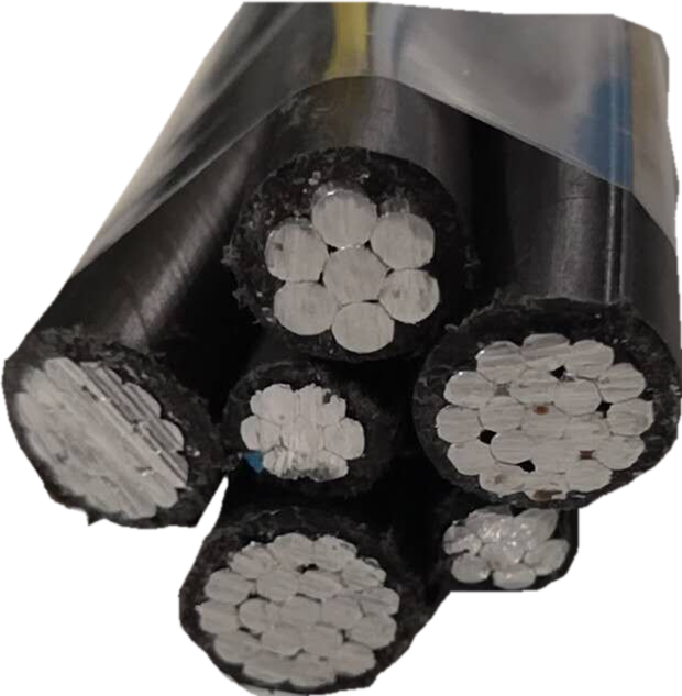 Torsade PRC XLPE insulated aluminum overhead cable, 3*35+54.6+2*16mm², 0.6/1 kV rated voltage, supplied in 500 m lengths for industrial construction use