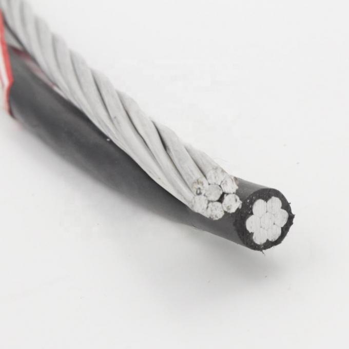 Duplex service drop ABC overhead cable with XLPE-insulated 1×6 AWG aluminum conductor and 6 AWG ACSR messenger