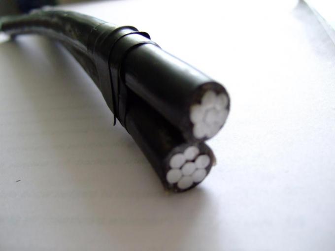 PRC twisted aluminum ABC overhead service cable, 2 × 16 mm², XLPE insulated, low voltage, shown coiled for overhead installation