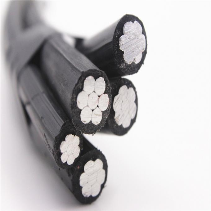 Aerial bundled cable 3x70 + 1x54.6 + 2x16 mm² aluminum XLPE insulated overhead low voltage cable